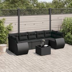 vidaXL 8 részes fekete polyrattan kerti ülőgarnitúra párnákkal (3253472) - vidaxl