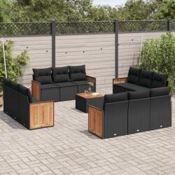 vidaXL 13 részes fekete polyrattan kerti ülőgarnitúra párnákkal (3259920)