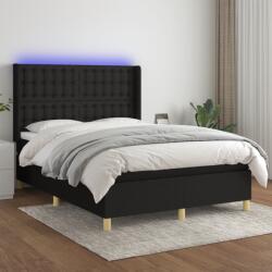 vidaXL fekete szövet rugós és LED-es ágy matraccal 140x190 cm (3139191)