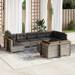 vidaXL 10 részes szürke polyrattan kerti ülőgarnitúra párnákkal (3261996)
