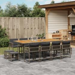 vidaXL 13 részes szürke polyrattan kerti ülőgarnitúra párnákkal (3211526) - vidaxl