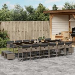 vidaXL 17 részes szürke polyrattan kerti étkezőgarnitúra párnával (3278131) - vidaxl