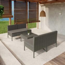 vidaXL 5 részes szürke polyrattan kerti ülőgarnitúra párnákkal (3094310)