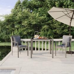 vidaXL 3 részes szürke polyrattan kerti étkezőgarnitúra párnával (3157957)