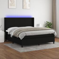 vidaXL fekete szövet rugós és LED-es ágy matraccal 180 x 200 cm (3138175)