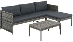 vidaXL 8 részes szürke polyrattan kerti bútorgarnitúra párnával (313135)