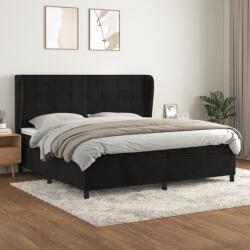 vidaXL fekete bársony rugós ágy matraccal 200x200 cm (3129233)
