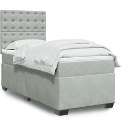 vidaXL világosszürke bársony rugós ágy matraccal 90x190 cm (3293098)