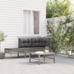 vidaXL 3 részes szürke polyrattan kerti ülőgarnitúra párnákkal (319661)