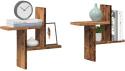 vidaXL 2 db antik fa színű szerelt fa fali polc 38 x 12 x 38 cm (853252)