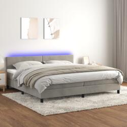vidaXL világosszürke bársony rugós és LED-es ágy matraccal 200x200 cm (3134303)