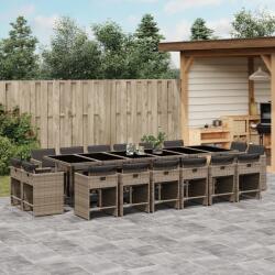 vidaXL 17 részes szürke polyrattan kerti étkezőgarnitúra párnával (3278011)