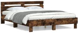 vidaXL füstös tölgy színű szerelt fa ágykeret fejtámlával 140x190 cm (3207438)