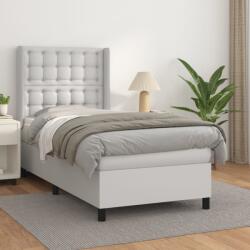 vidaXL fehér műbőr rugós ágy matraccal 90 x 200 cm (3132478)