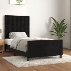 vidaXL fekete bársony ágykeret fejtámlával 90x200 cm (3125979)