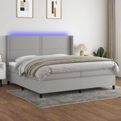 vidaXL világosszürke szövet rugós és LED-es ágy matraccal 200x200 cm (3138261)