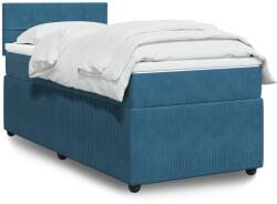 vidaXL kék bársony rugós ágy matraccal 90 x 200 cm (3289954)