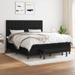 vidaXL fekete szövet rugós ágy matraccal 180 x 200 cm (3136935)