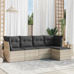 vidaXL 5 részes világosszürke polyrattan kerti ülőgarnitúra párnákkal (3249401)
