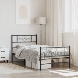 vidaXL fekete fém ágykeret fej- és lábtámlával 100 x 190 cm (355279)