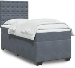 vidaXL sötétszürke bársony rugós ágy matraccal 80 x 200 cm (3293075)