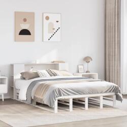 vidaXL fehér tömör fa könyvespolcos ágy matrac nélkül 140 x 190 cm (3323897)