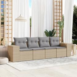 vidaXL 4 részes bézs polyrattan kerti ülőgarnitúra párnákkal (3254616) - vidaxl