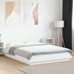 vidaXL fehér szerelt fa ágykeret LED-del 140 x 190 cm (3281126)