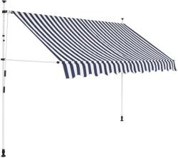 vidaXL kézzel feltekerhető napellenző kék-fehér csíkokkal 300 cm (43222) - vidaxl