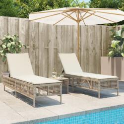 vidaXL 2 db bézs polyrattan napozóágy asztallal (4002750)