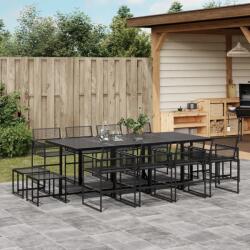 vidaXL 13 részes fekete polyrattan kerti étkezőgarnitúra (3295045)