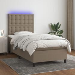 vidaXL tópszínű szövet rugós és LED-es ágy matraccal 90x200 cm (3135169)