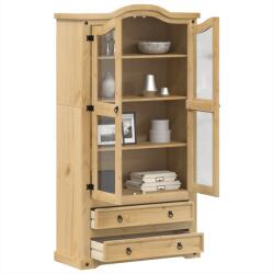 vidaXL Corona tömör fenyőfa vitrinszekrény 99x43x187 cm (4005682) - vidaxl