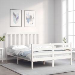 vidaXL fehér tömör fa ágykeret fejtámlával Small Double (3193762) - vidaxl