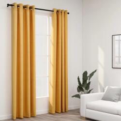 vidaXL 2 db sárga, vászonhatású sötétítőfüggöny fűzőkarikával 140 x 225 cm (321193)