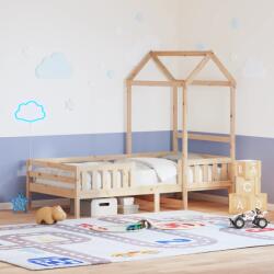 vidaXL tömör fenyőfa ágykeret tetővel 100 x 200 cm (3282156) - vidaxl