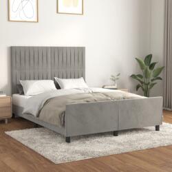 vidaXL világosszürke bársony ágykeret matrac nélkül 140 x 190 cm (3125873) - vidaxl