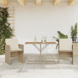 vidaXL 3 részes bézs polyrattan bisztrógarnitúra párnával (365069)