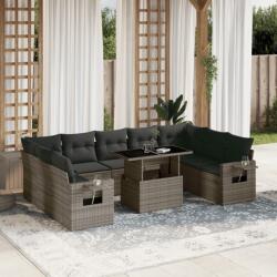 vidaXL 10 részes szürke polyrattan kerti ülőgarnitúra párnákkal (3268110)