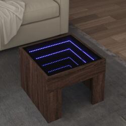 vidaXL barna tölgy végtelen hatású LED-es dohányzóasztal 40x40x30 cm (847601)