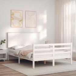 vidaXL fehér tömör fa ágykeret fejtámlával 120 x 200 cm (3195217)
