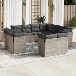 vidaXL 11 részes szürke polyrattan kerti ülőgarnitúra párnákkal (3218510)
