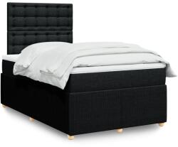 vidaXL fekete szövet rugós ágy matraccal 120 x 200 cm (3294339)