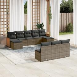 vidaXL 10 részes szürke polyrattan kerti ülőgarnitúra párnákkal (3228069)