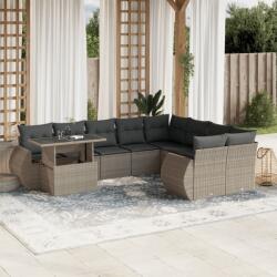 vidaXL 10 részes világosszürke polyrattan kerti ülőgarnitúra párnákkal (3268772) - vidaxl