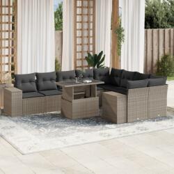 vidaXL 10 részes világosszürke polyrattan kerti ülőgarnitúra párnákkal (3269392) - vidaxl