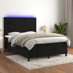 vidaXL fekete bársony rugós és LED-es ágy matraccal 140x190 cm (3136001)