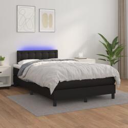 vidaXL fekete műbőr rugós ágy matraccal és LED-del 120x200 cm (3134213)