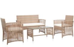 vidaXL 4 részes bézs kerti polyrattan bútorszett párnákkal (46436)