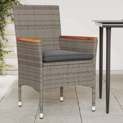 vidaXL 2 db szürke polyrattan kerti szék párnával (368120)